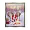 Stupell Industries Santa & Reindeer Bonfire Scene Framed Floater Canvas Wall Art